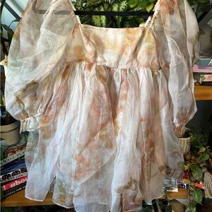 Selkie Pastel Floral Sheer Dress | XXS